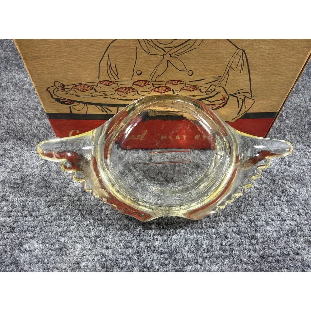 Vintage Glasbake Crab Shell Baking Dishes Set of 6 McKee Glass Co Clear Boxed